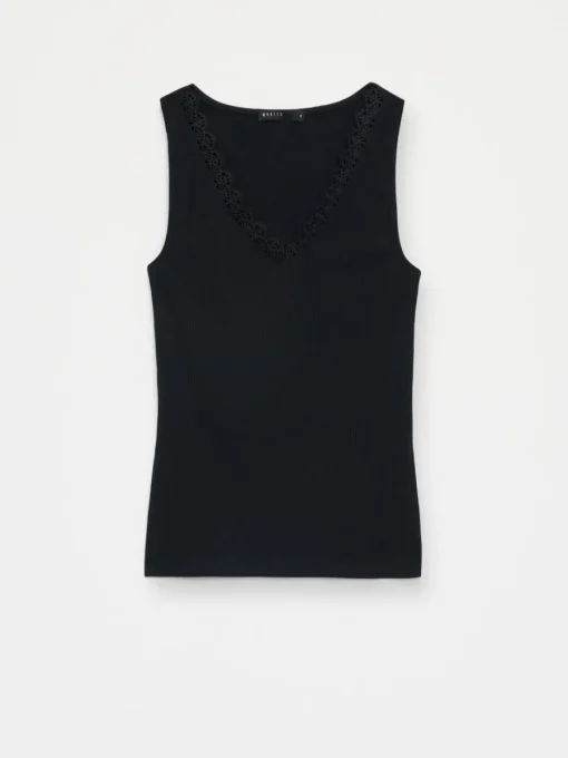 Blusen, Hemden>MOHITO Top mit Spitze Schwarz