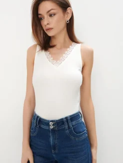 Blusen, Hemden>MOHITO Top mit Spitze Weiu00df