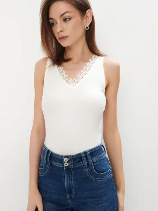 Blusen, Hemden>MOHITO Top mit Spitze Weiu00df