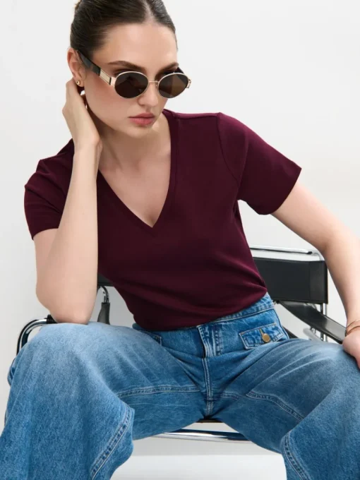 Premium Selection|T-shirts, Tops>MOHITO T-Shirt Kastanienbraun