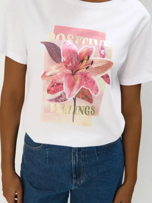 T-shirts, Tops>MOHITO T-Shirt aus Baumwolle mit Druck Weiu00df