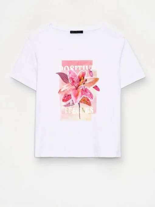 T-shirts, Tops>MOHITO T-Shirt aus Baumwolle mit Druck Weiu00df
