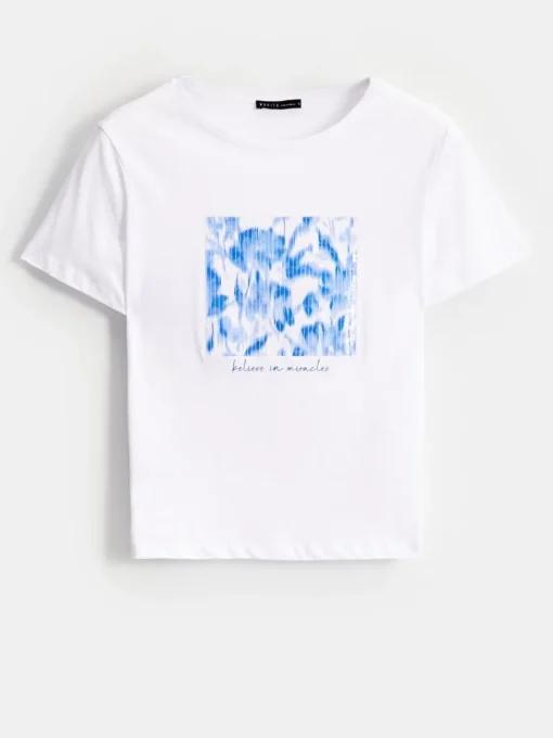 T-shirts, Tops>MOHITO T-Shirt aus Baumwolle mit Druck Weiu00df