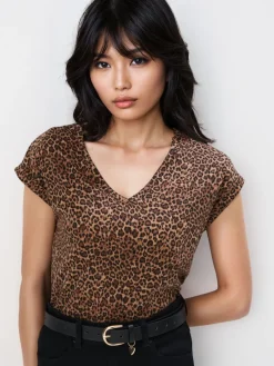 T-shirts, Tops>MOHITO T-Shirt mit Animal-Print Beige