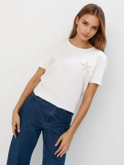 T-shirts, Tops>MOHITO T-Shirt mit Applikation Weiu00df