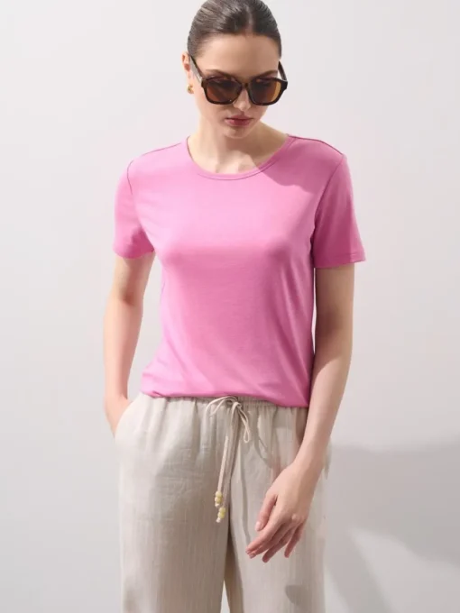 Premium Selection|T-shirts, Tops>MOHITO T-Shirt mit kurzen  Ärmeln Pastellrosa
