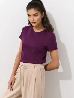 Premium Selection|T-shirts, Tops>MOHITO T-Shirt mit kurzen  Ärmeln Dunkelviolett