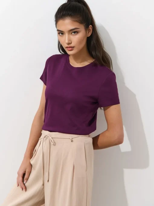 Premium Selection|T-shirts, Tops>MOHITO T-Shirt mit kurzen  Ärmeln Dunkelviolett