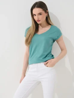 T-shirts, Tops>MOHITO T-Shirt mit kurzen  Ärmeln Türkis