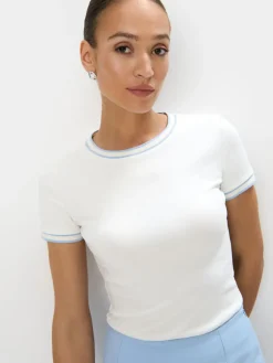 T-shirts, Tops></noscript>MOHITO T-Shirt mit kurzen  Ärmeln Weiu00df