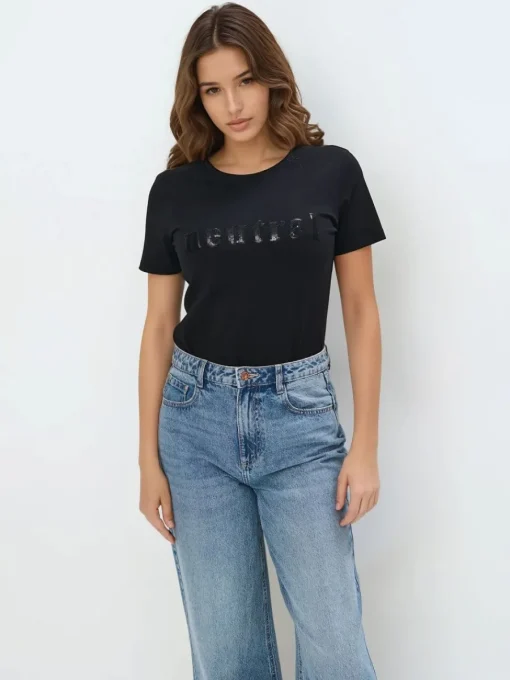 T-shirts, Tops>MOHITO T-Shirt mit Pailletten Schwarz