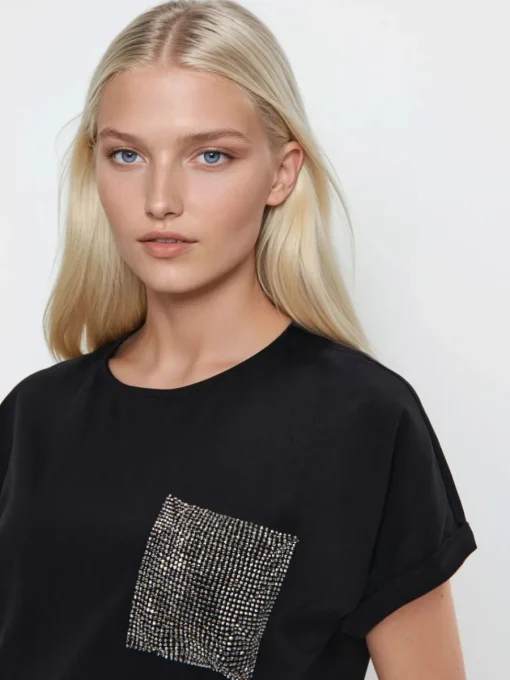 T-shirts, Tops>MOHITO T-Shirt mit Paillettentasche Schwarz