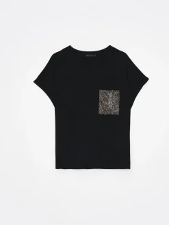 T-shirts, Tops></noscript>MOHITO T-Shirt mit Paillettentasche Schwarz