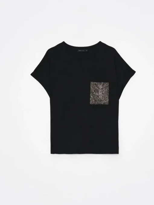 T-shirts, Tops>MOHITO T-Shirt mit Paillettentasche Schwarz