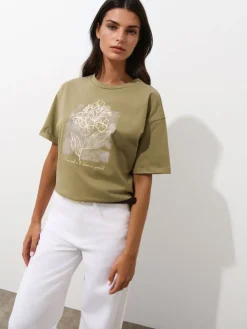 T-shirts, Tops>MOHITO T-Shirt mit Print Olivgrün
