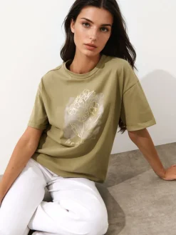 T-shirts, Tops></noscript>MOHITO T-Shirt mit Print Olivgrün