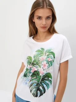 T-shirts, Tops>MOHITO T-Shirt mit Print Creme