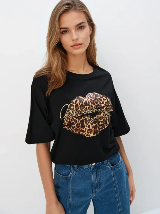 T-shirts, Tops>MOHITO T-Shirt mit Print Schwarz
