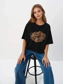 T-shirts, Tops></noscript>MOHITO T-Shirt mit Print Schwarz