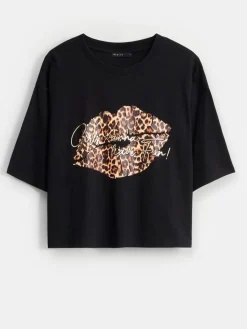 T-shirts, Tops></noscript>MOHITO T-Shirt mit Print Schwarz