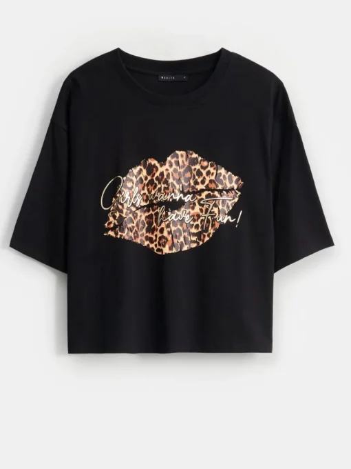 T-shirts, Tops>MOHITO T-Shirt mit Print Schwarz