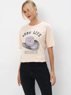 T-shirts, Tops>MOHITO T-Shirt mit Print Beige