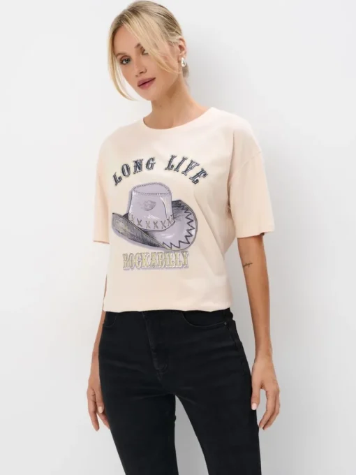 T-shirts, Tops>MOHITO T-Shirt mit Print Beige