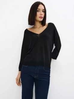 Pullover>MOHITO V-Ausschnitt Pullover Schwarz