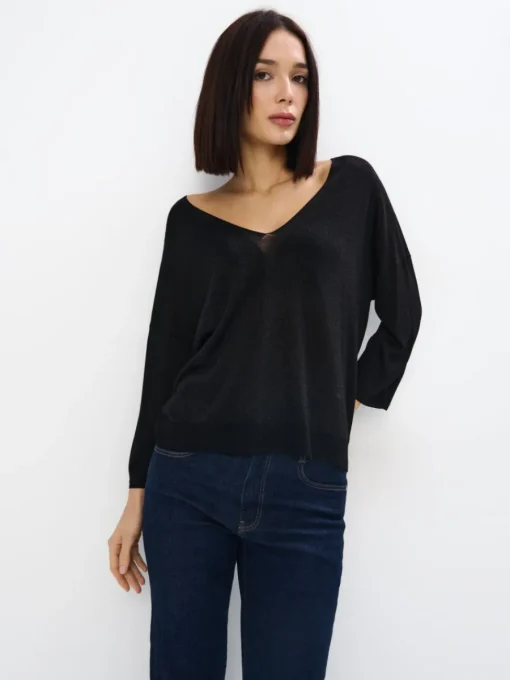 Pullover>MOHITO V-Ausschnitt Pullover Schwarz
