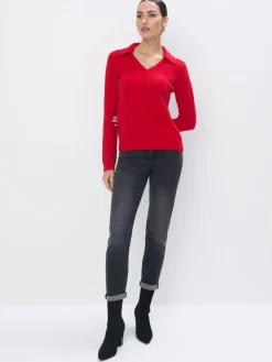 Pullover>MOHITO V-Ausschnitt Pullover Rot