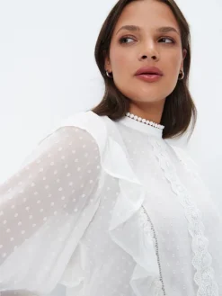 Blusen, Hemden></noscript>MOHITO Weißes Shirt mit Rüsche Weiu00df