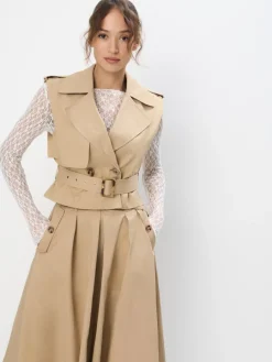 Blazer>MOHITO Weste mit Bindegürtel Beige