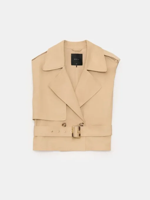 Blazer>MOHITO Weste mit Bindegürtel Beige